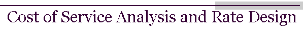 Cost of Service Analysis and Rate Design
